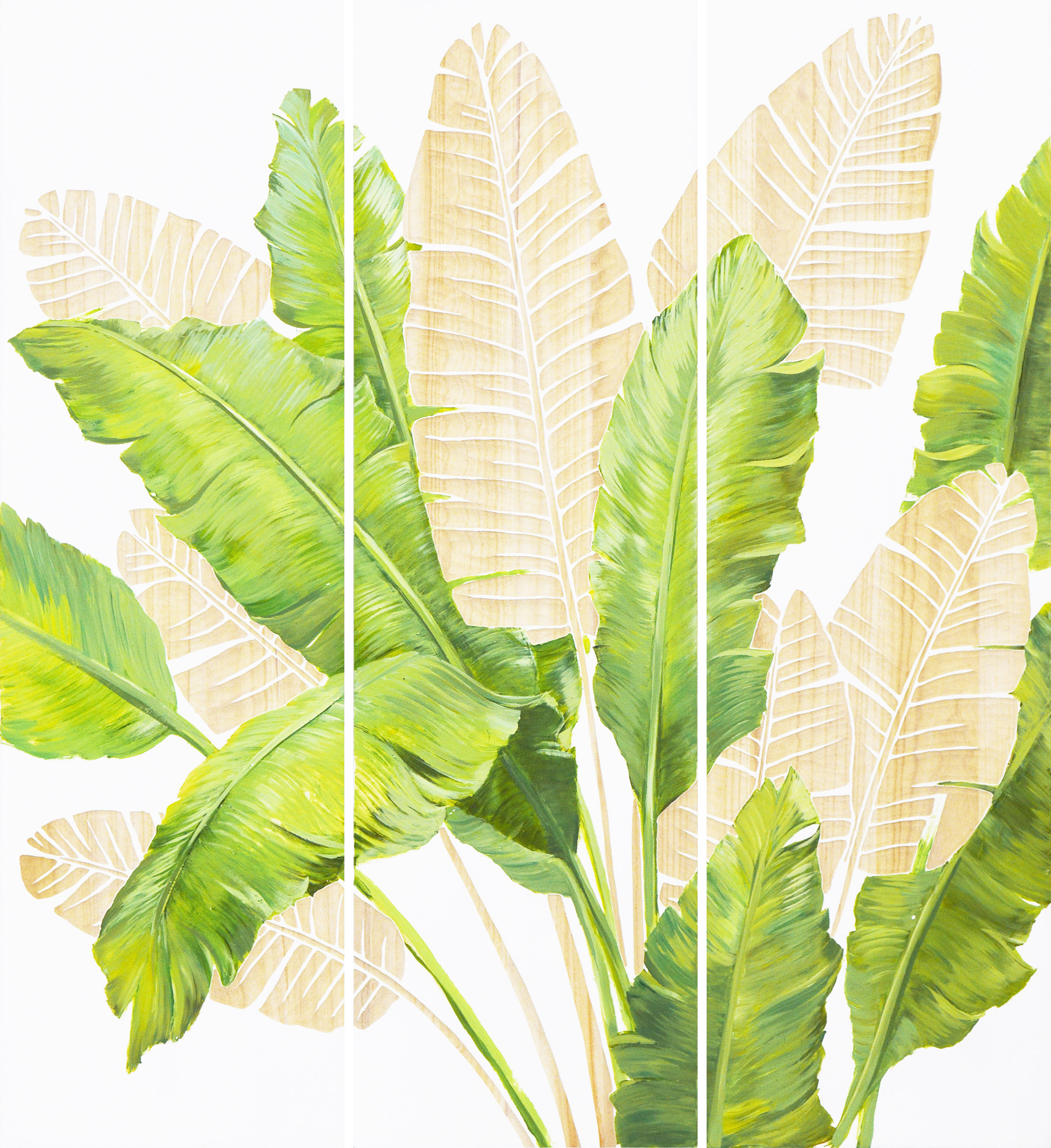 HP090 Wall Décor art wood panel hand carved botanical